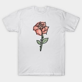 Belle's Rose in Watercolor T-Shirt